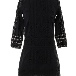 Abercrombie and Fitch Black Lace Shift Tunic Dress 3/4 Sleeve Womens Size Small