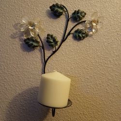 Hanging, wall mounted Sconce Candle Holder
With Flowers Made Of Crystal 