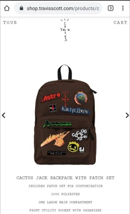 Travis Scott Cactus Jack Backpack Fornite Patch Set IN HAND Back To School