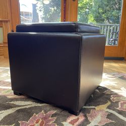 Crate & Barrel Leather Storage Ottoman