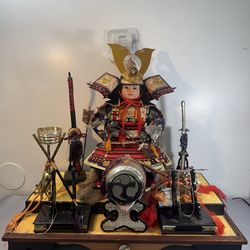 Japanese Samurai Doll The Little General Musha Ningyo Musical Doll