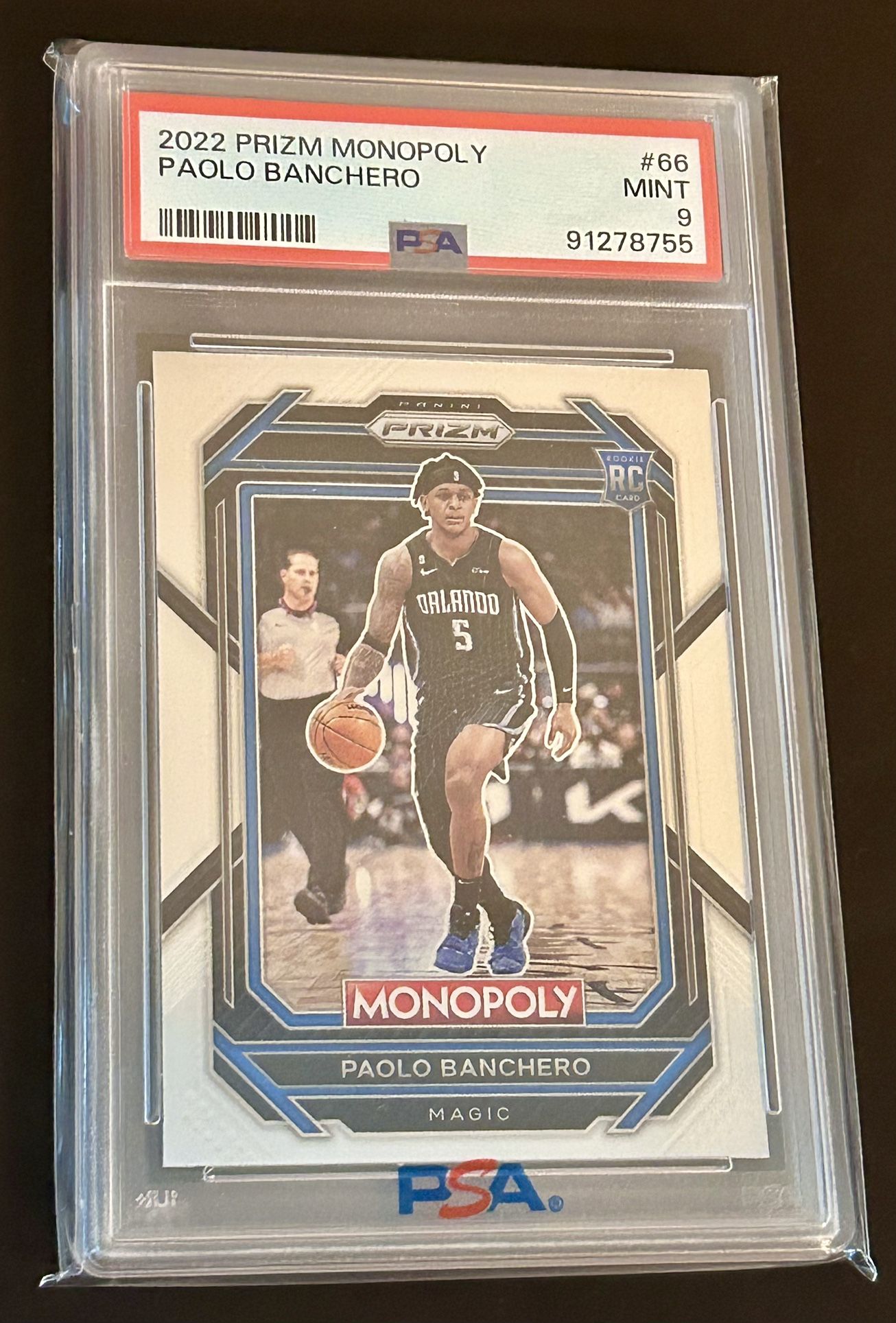 NBA Panini Prizm Orlando Magic Paolo Banchero Monopoly Rookie Graded 9 Mint PSA