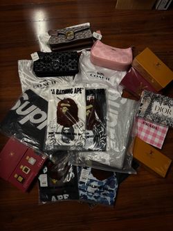 Bape shirts, coach bags, supreme, perfumes, colognes
