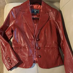 Genuine Real Leather Blazer Jacket Business Casual Portrait Women’s Cool Chic GU Blazer PP Petite XS S Small Christmas birthday Anniversary gift