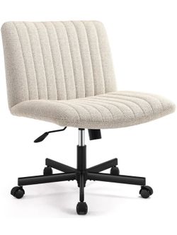 Purgreen Criss Cross Chair, Office Chair Cross Legged with Wheels, Armless Office Chair, Linen Desk Chairs with Wheels for Home Office, Meditation (Li