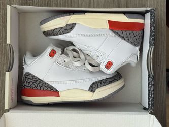 Air Jordan 3 Toddler Sneakers White Cement Fire Red
