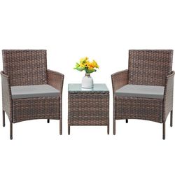 Navy And Gray Outdoor Paito Set - Chair And Table