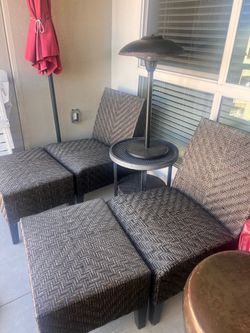 Outdoor Wicker Patio chairs ottoman table