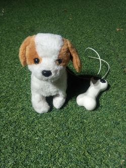 Plush Puppy Toy with Bone Remote