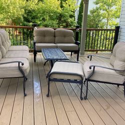 Beautiful Black Cast Aluminum Outdoor Furniture Set With Cushions