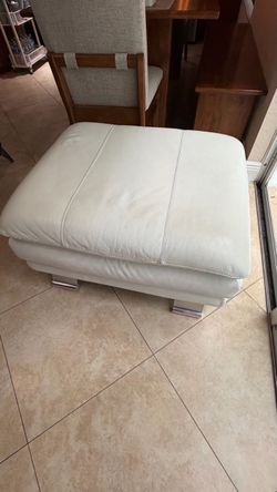 White Leather Ottoman