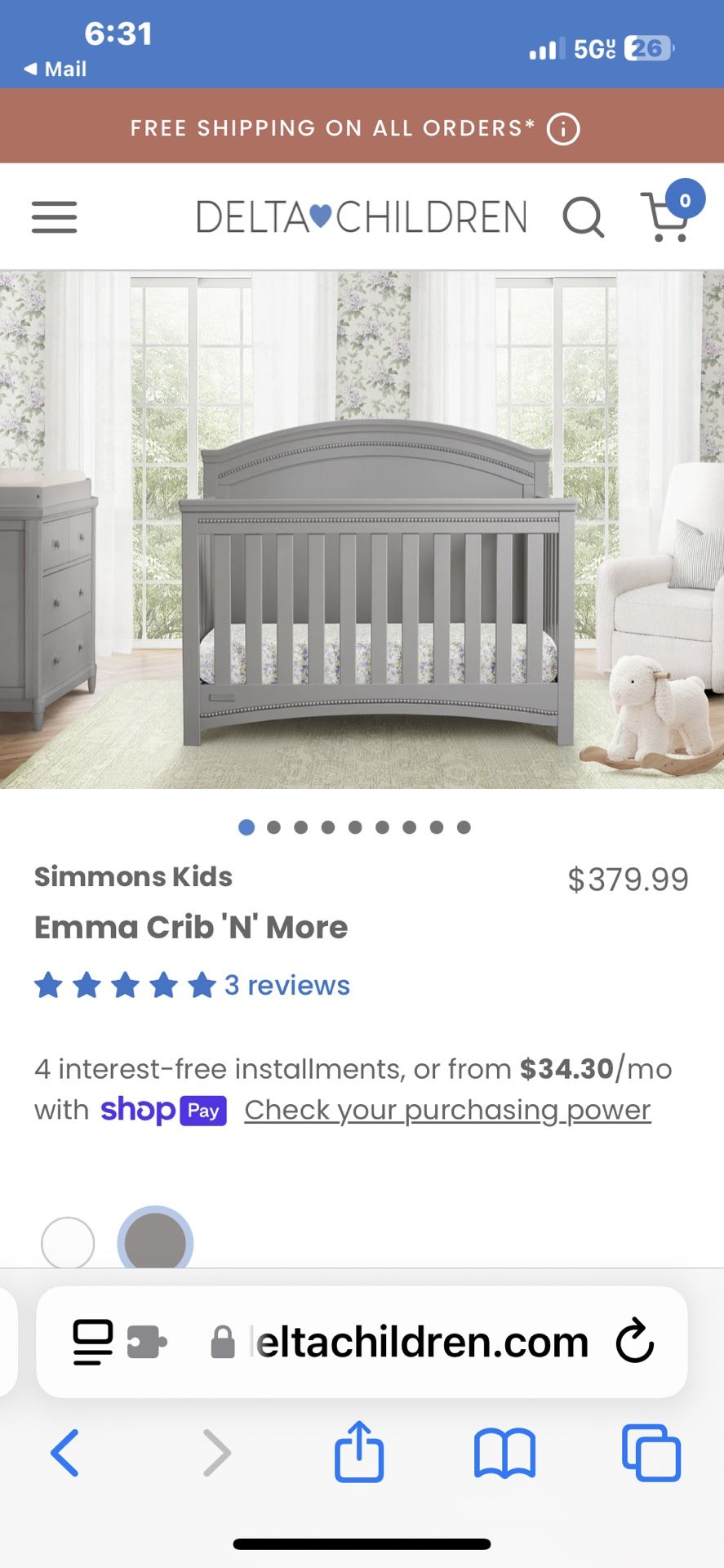 **Brand New ** Delta Simmons 4 In 1 Crib Jo