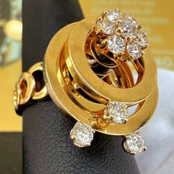1972 Norman Teufel Motion Spinning Ring 18k Yellow Gold 0.95CTW Natural Factory Diamonds sz9