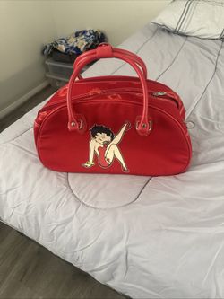 Betty Boop Womens Red Canvas Double Handle Handbag