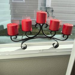 Iron Candle Piece  ~  12-1/2h x 28-1/2L x 5w  ~  Candles Included