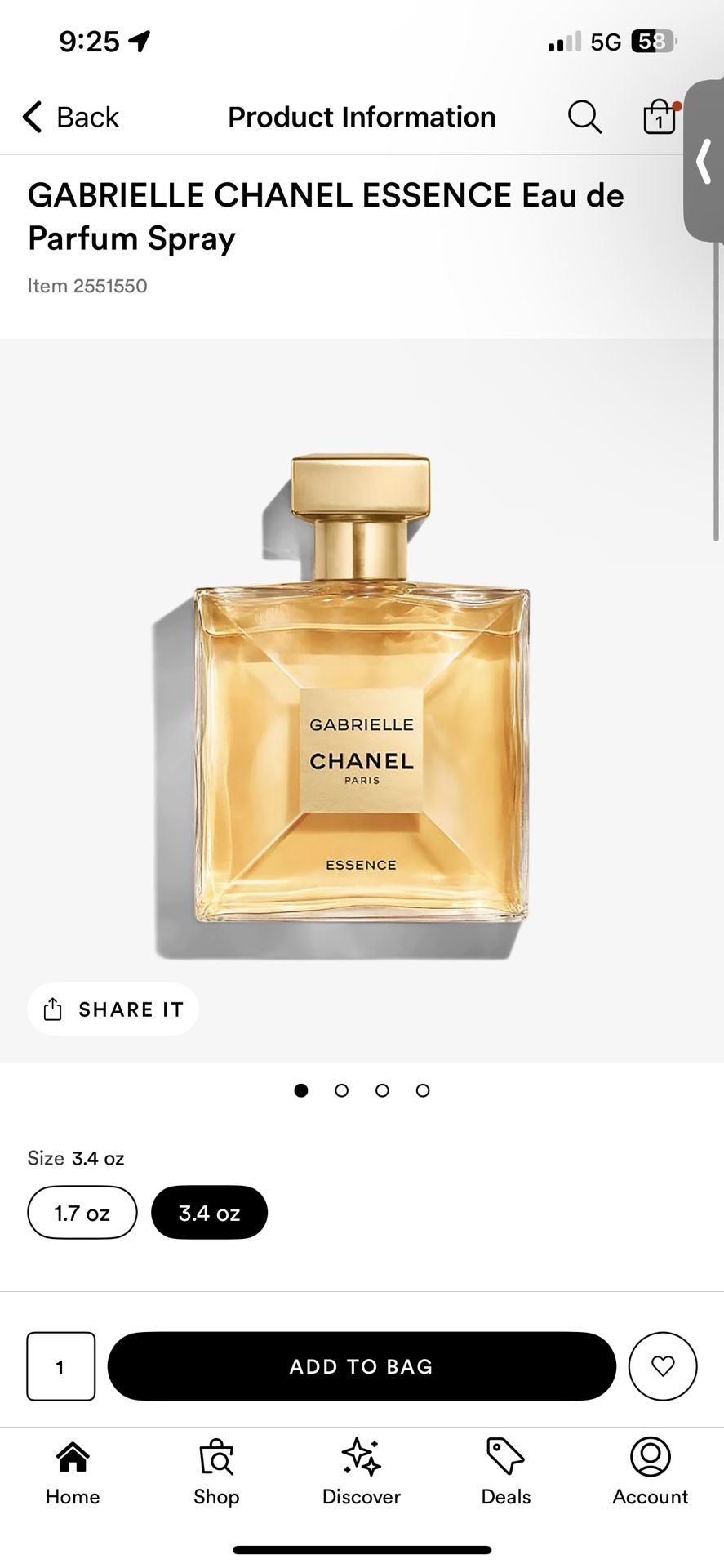 Chanel Gabrielle 100ml 3.4 Oz