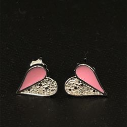 925 Silver Diamond Chip Heart Earrings 1.10g .1CTW 183360/6