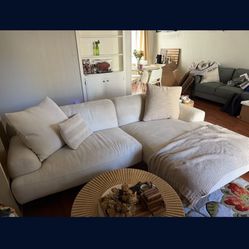 Designer Article Abisko Quartz White/cream Right Sectional Sofa Couch Love Seat