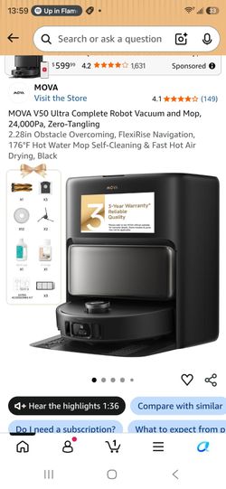Mova V50 Ultra Complete robot Vaccum and mop