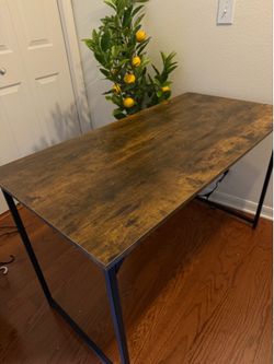 Rustic Brown Desk with Black Metal Legs – $10 OBO – Must Go