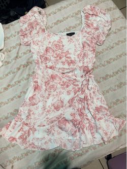 White dress with pink flowers
