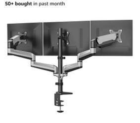 Heavy-Duty Triple Monitor Mount – Fits 3 Large Screens – Gas Spring Adjustable