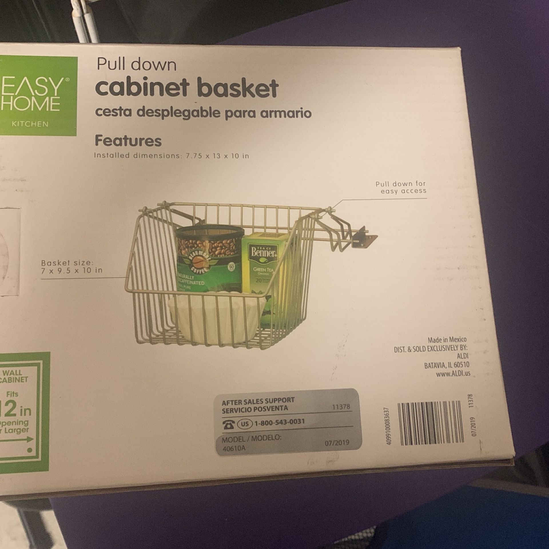 Pull Down Cabinet Basket For Kitchen Or Bathroom Cabinet