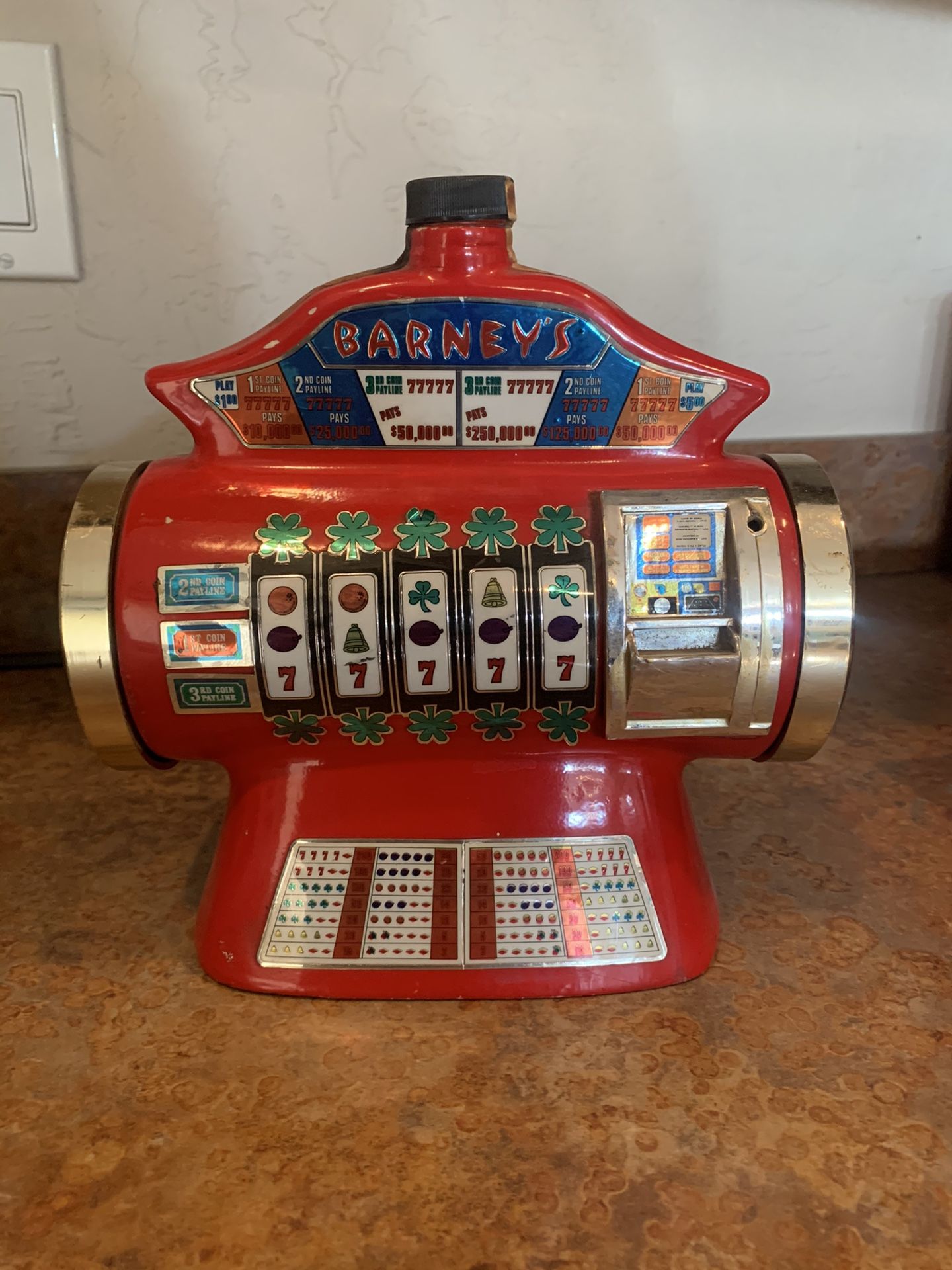 Vintage Jim Beam Decanter Slot Machine Barney’s Casino