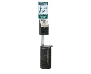 DOGIPOT 1003-L Pet Station Includes Sign, Dispenser, Steel Receptacle, Litter Bag Rolls and Liner Trash Bags, Forest Green
