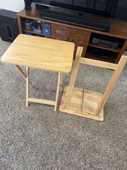 Wooden Snack Tables Lot Of (2)