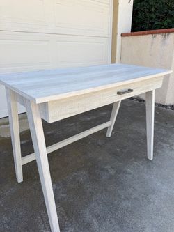 Modern Whitewashed Gray Wood Desk - 42” with Drawer