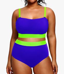 2 Piece Neon/blue Bathing Suit Size: M