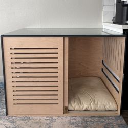 Wooden rectangular dog crate