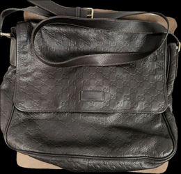 Gucci Brown Guccissima Leather Messenger Bag/Crossbody bag Embossed GG Monogram