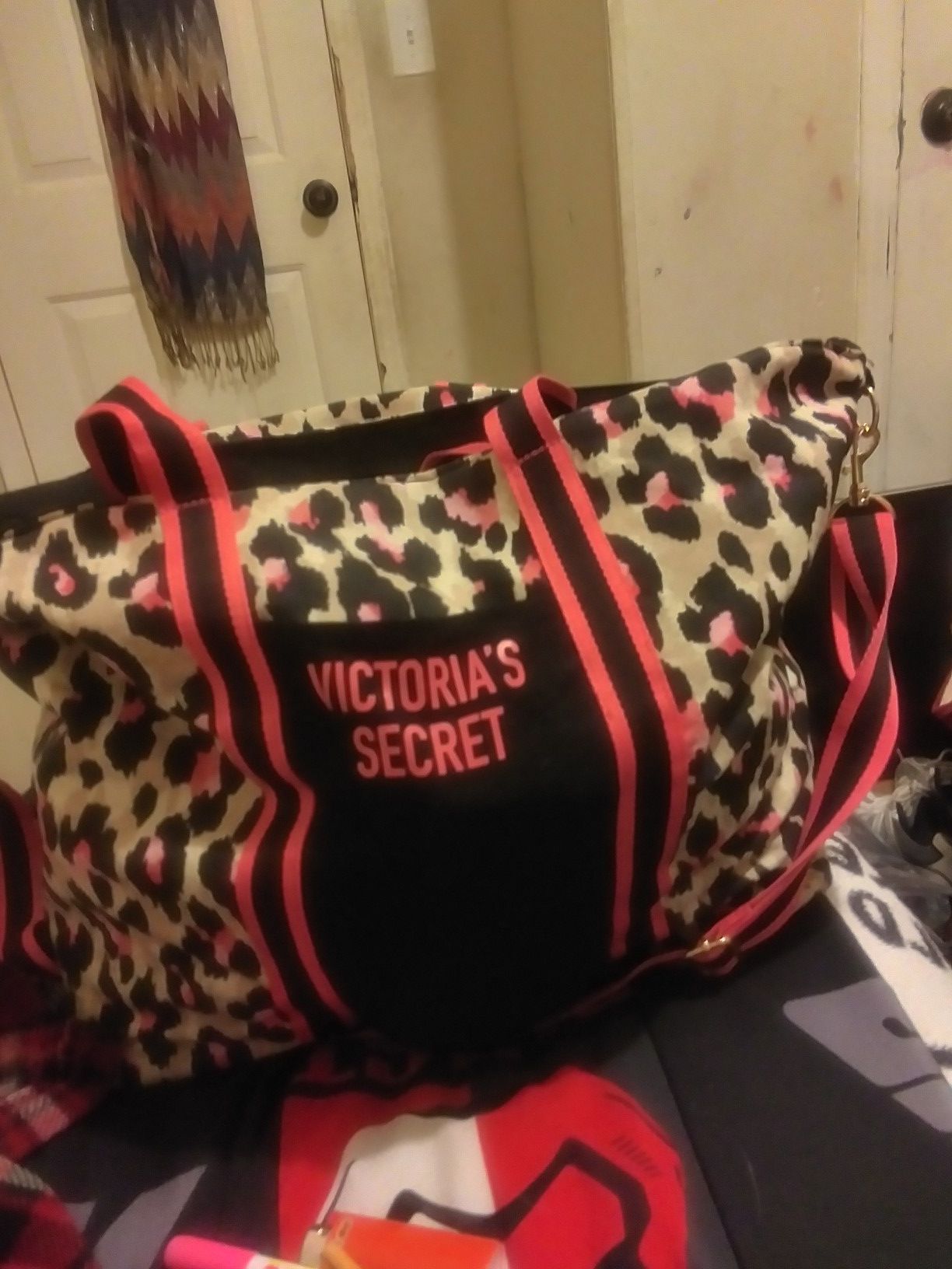 Victoria Secret duffel bag pink and cheetah print