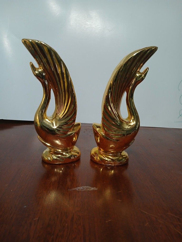 Gold Painted Swans