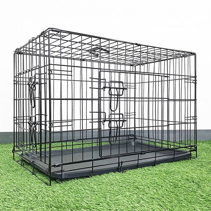 (Brand New) $30 Folding 30” Dog Cage 2-Door Folding Pet Crate Kennel w/ Tray 30”x18”x20”