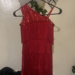 Girls Red Fringed Dress