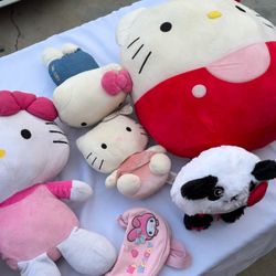 hello kitty plushies — various sizes