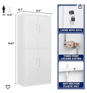 😀 Metal Storage Locking Cabinet with 4 Doors and 2 Adjustable Shelves,71" Lockable Garage Tall Steel Cabinet