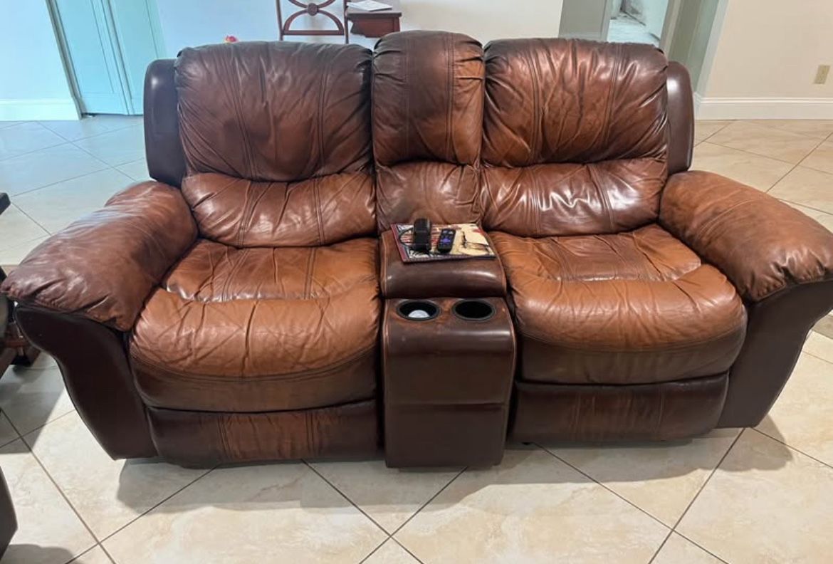 Brown Leather Couch And Recliner