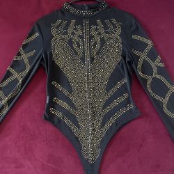 Black & Gold Sheer Bodysuit