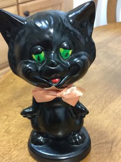 Black cat vintage coin bank