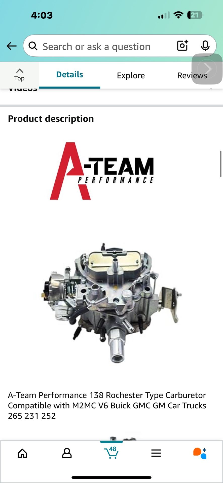  138 Rochester Type Carburetor Compatible with M2MC V6 Buick GMC GM Car Trucks 265 231 252