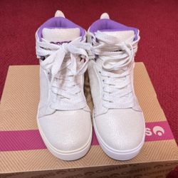 OSIRIS SKYRISE WHITE GLITTER WITH PURPLE TRIM / SIZE 13 Girl’s