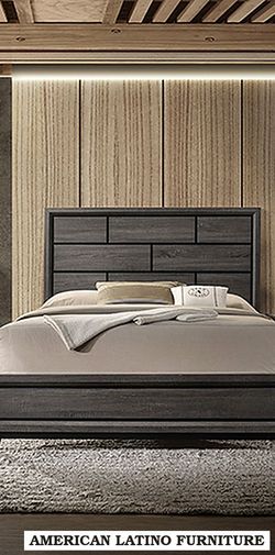 California King Bed Frame - Grey Wood - Brand New