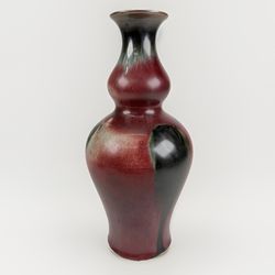 Chinese Late Qing Flambe Oxblood Sang de Boeuf Porcelain Baluster Shaped Vase