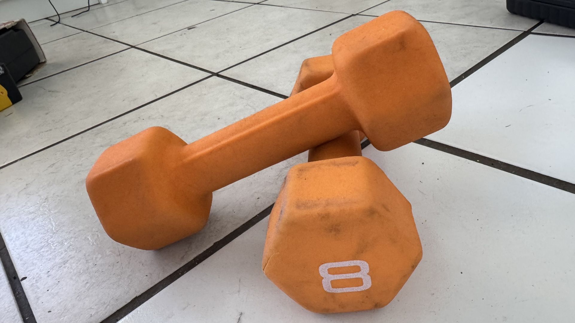 2 Rubberized 8lb Dumbbells - Price Firm