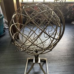 Vintage Silver Metal World Globe