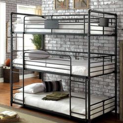 Brand New Black Metal Twin Size Triple Bunk Bed 